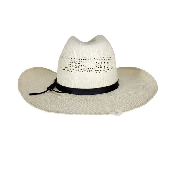 Vintage Rocha Hats Western Cowboy Hat Woven Straw Studded Leather Band 7 1/4" - Picture 7 of 11